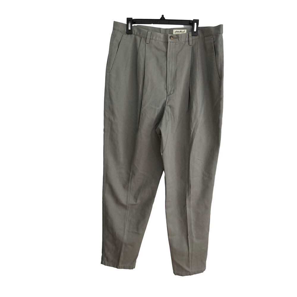 Eddie Bauer Womens Tall Chino Pants Green Cotton Pleated Size 20 Classic Casual